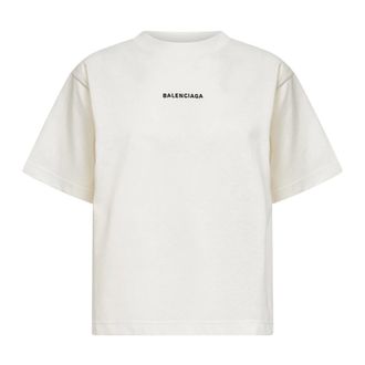 Balenciaga T-Shirts, female, Beige, Size: XS Back T-shirt Medium Fit