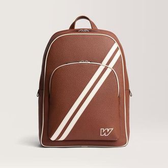 Carl Friedrik Leather Backpack- Full-grain Leather - Brown / White - Atlassian Williams F1 Team