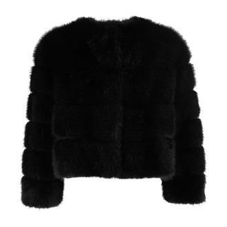 DIEGO M Bomber in ecopelliccia con lavorazione a intarsio - - Jackets - Donna - Nero - S