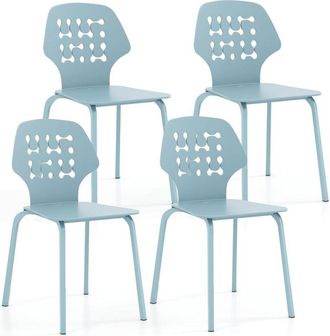 Costway Pack De 4 Sillas De Comedor, Silla De Cocina De Metal, Juego De 4 Sillas Modernas Con Respaldo Hueco Para Cocina, Comedor, Sal&oacute;n, Oficina, Dormitorio 