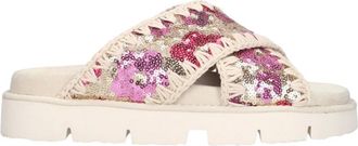 Mou Schoenen, Dames, Veelkleurig, 39 EU, Katoen, Sequins Criss-Cross Bio Sandaal