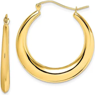Diamond2Deal 10k Yellow Gold Polished Hollow Classic Hinged Hoop Earrings
