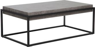 Beliani Mesa De Centro Rectangular Con Tablero Efecto Hormig&oacute;n Gris Estructura De Metal Negro 115 X 64 Cm Estilo Industrial Altos