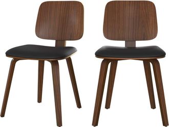 Rendez-Vous D&eacute;co Rendez-vous D&eacute;co - Set De 2 Sillas Flow En Madera Y Pu Negro - Flow