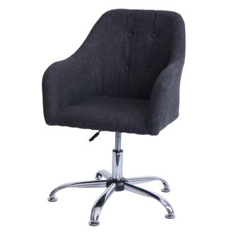 Hhg Nunca Usado] Silla De Comedor Hhg 566, Silla De Cocina Silla Con Reposabrazos, Giratoria Regulable En Altura Metal, Tela/textil Gris Oscuro