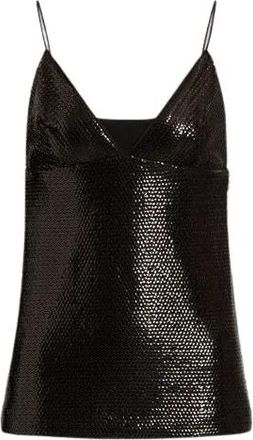 Alberta Ferretti Glanzende paillettentop met spaghettibandjes - Dames - Tops zonder mouwen - Zwart - L - Pailletten - Tops