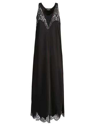 Balenciaga Womens Lace Trim Long Length Sleeveless V-Neckline Dress