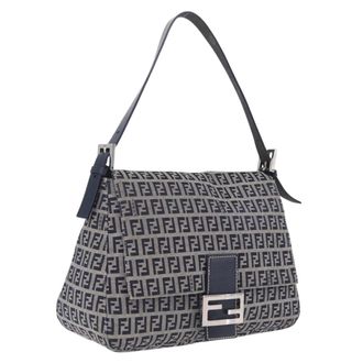 Fendi Fendi Mamma Baguette Monogram Canvas Navy Canvas Handbag (Pre-Owned)