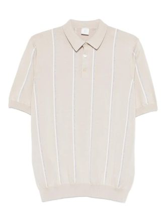 Eleventy striped short-sleeve polo shirt - Neutrals