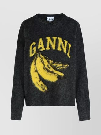 Ganni wool blend crew neck sweater