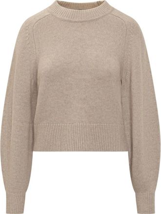 Isabel Marant Cropped Sweater - Dames - Ronde hals truien - Beige - S - Wol - Truien & Vesten