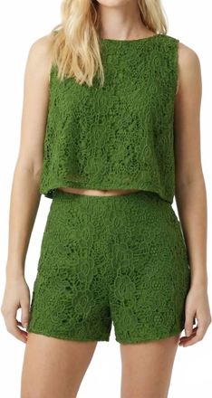 Cleobella Adrienne Floral Guipure Lace Top In Garden Green
