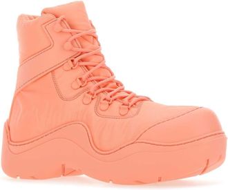 Bottega Veneta Womens Puddle Bomber Boots Orange Nylon Rubber