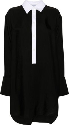 Loewe detachable-collar midi shirt dress - women - Polyamide/Polyester/Cotton/Viscose - 34 - Black
