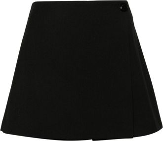 Twin-Set wrap-around shorts - women - Viscose/Elastane/Polyester/Wool/Acetate/Polyester - 50 - Black