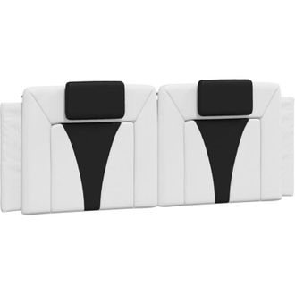 vidaXL Cabecero De Cama Acolchado Cuero Sint&eacute;tico Blanco Negro 140 Cm Vidaxl