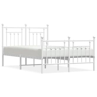 Berkfield Home Metal Bed Frame with Headboard & Footboard White 120x200 cm | Size: Small Double