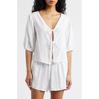 Rip Curl Vibe Surf Tie Front Top in White at Nordstrom, Size Xx-Large