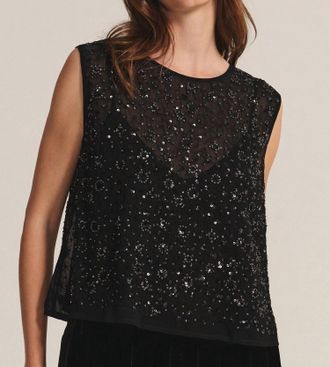 Velvet Velvet Sequin Serena Top In Black