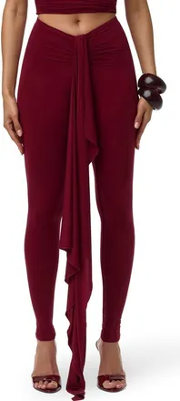 Naked Wardrobe Drape Front Leggings in Sangria at Nordstrom, Size X-Small