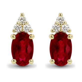House of Brilliance 10K Yellow Gold Birthstone and Diamond Trio Stud Earrings