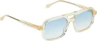 CLARIS VIROT Vintage Transparante Zonnebril Blauwe Lenzen - Dames - Zonnebrillen - Geel - ONE Size - Accessoires