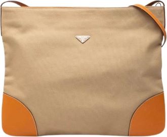 Prada Pre-owned Cross Body Bags, female, Beige, Size: ONE SIZE Pre-owned Canvas Crossbody Bag