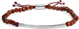 House of Brilliance Sterling Silver Sand Bead Station Bracelet Bolo