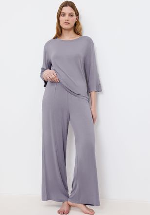 Triumph Pyjamahose TRIUMPH Aura Spotlight Trousers, Damen, Gr. 36, N-Gr, grau (grau shadow), Single Jersey, Obermaterial: 94% Modal, 6% Elasthan, bequem lang,