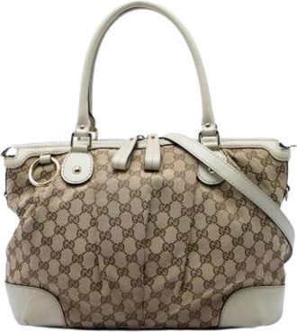 Gucci Pre-owned Satchel - Dames - Vintage Shopper - Beige - ONE Size - Leer - Vintage