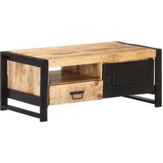 vidaXL Mesa De Centro De Madera De Mango Rugosa 100x50x40 Cm Vidaxl