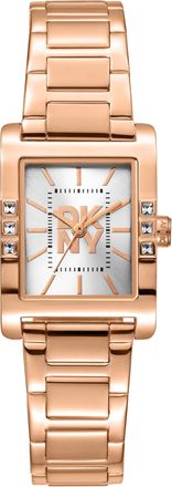 DKNY Women Watch, Rose Gold Color Case, Silver Dial, Rose Gold Color Metal Bracelet, 3 Hands, 3 ATM
