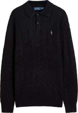 Polo Ralph Lauren cable-knit polo shirt - men - Wool/Cashmere - S - Black