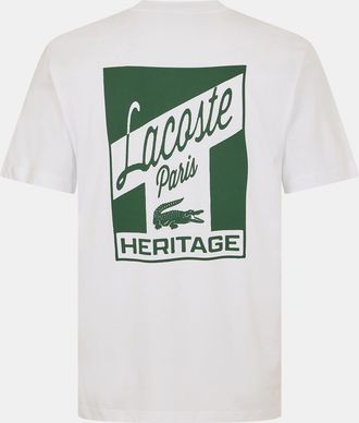 Lacoste Mens Lettering Graphic Crew Neck Short Sleeve T-Shirt in White 001 - Size 2XL