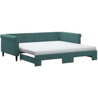 vidaXL Vidaxl - Sof&aacute; Cama Nido Con Colch&oacute;n Terciopelo Verde Oscuro 100x200 Cm