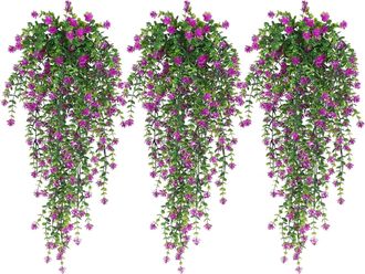 No Brand Juego De 9 Plantas Artificiales Colgantes Para Exteriores, Enredaderas Colgantes, Hojas De Eucalipto Artificiales Y Enredaderas Verdes, Decoraci&oacute;n Par