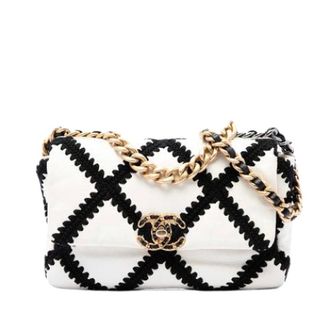 Chanel Pre-owned 19 Flap Bag - Dames - Pre-owned - Wit - Maat: ONE Size Leer