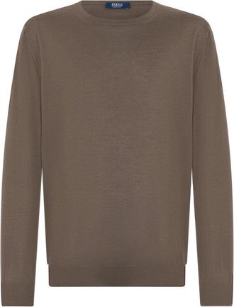 Fedeli Round Neck Jumper - male - Fedeli - Cashmere Knitwear - Brown - 3XL - Knitwear