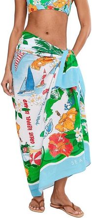 Seafolly Viva Vacation Sarong Womens Swimwear Powder Blue, Cotton
