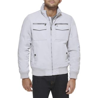 Tommy Hilfiger Tommy Hilfigier Mens Water Resistant Performance Bomber Jacket (Standard and Big & Tall), ice, S