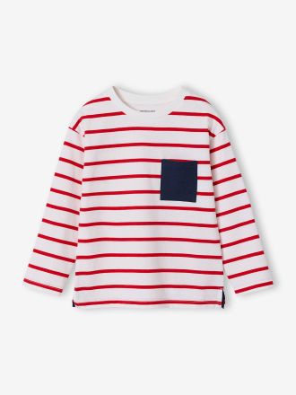 Vertbaudet Jungen Ringelshirt, personalisierbar rot