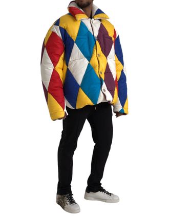 Dolce & Gabbana Multicolor Windbreaker Puffer Jacket Men Polyester Clothing