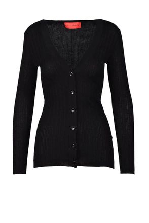 Wild Cashmere Ribbed Cardigan - Black