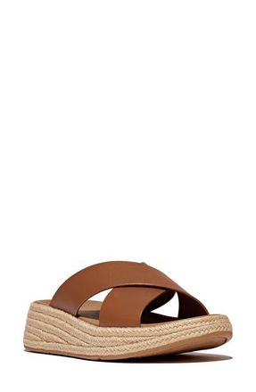 FitFlop F-Mode Espadrille Platform Slide Sandal in Deep Tan at Nordstrom, Size 10