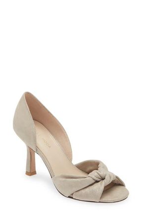 Pelle Moda Wayan Knot Detail Open Toe Pump in Dark Taupe at Nordstrom, Size 6.5