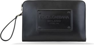 Dolce & Gabbana Leren Clutch Tas - Heren - Portefeuilles - Zwart - ONE Size - Leer - Accessoires