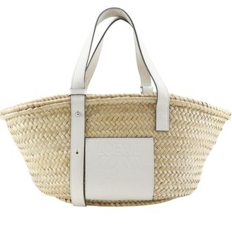 Loewe Beige Raffia Leather Basket Tote Bag (Pre-Owned)