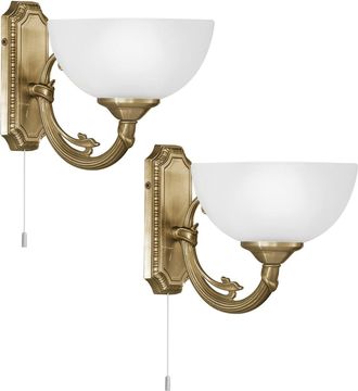 Loops 2 PACK Wall Light Colour Bronzed Cast Metal Shade White Satin Glass E14 1x40W