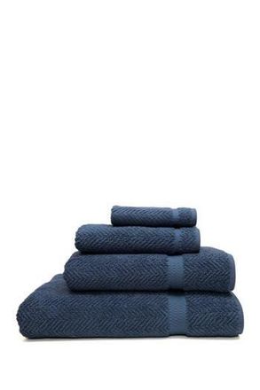 Linum Home Textiles Midnight Blue Herringbone 4-Piece Towel Set at Nordstrom Rack