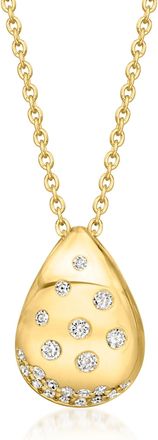 Ross-Simons Scattered-Diamond Teardrop Necklace in 18kt Gold Over Sterling
